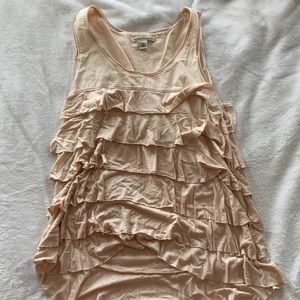 Ruffle light pink/cream tank top